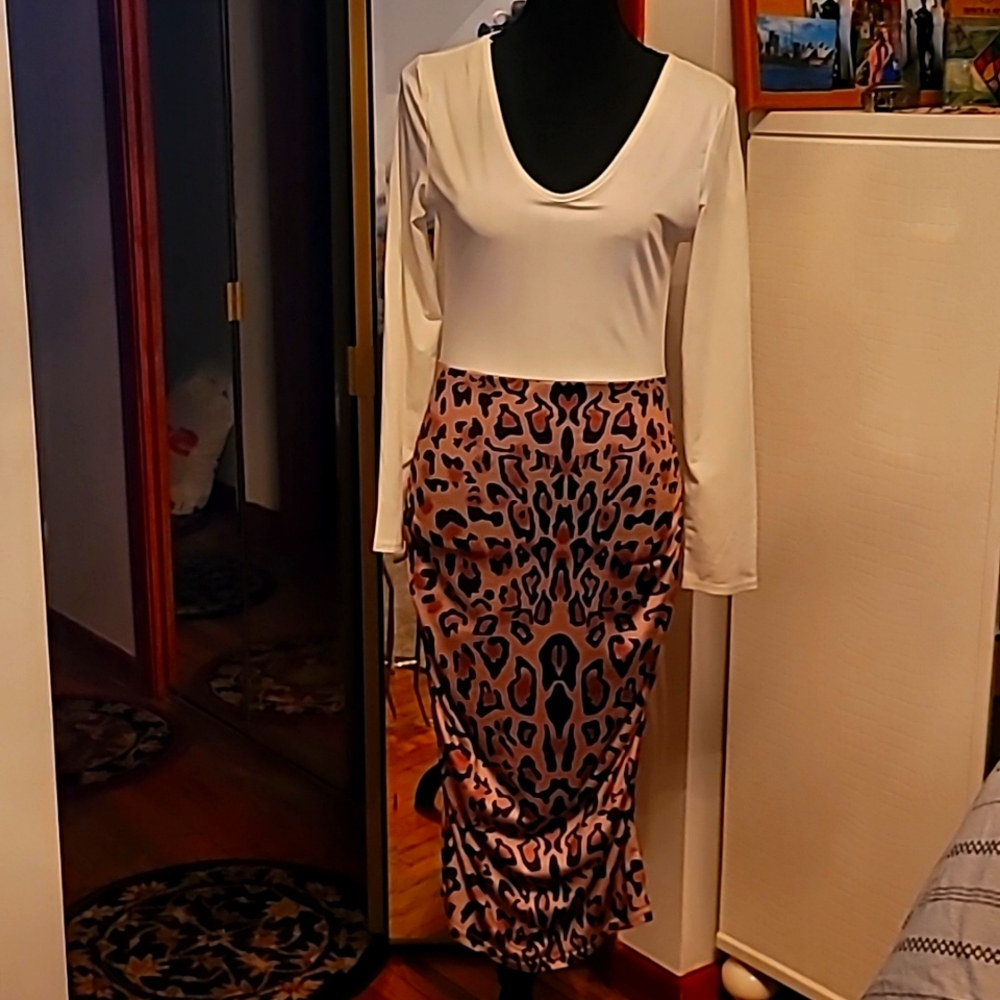 Leopard and cream dress